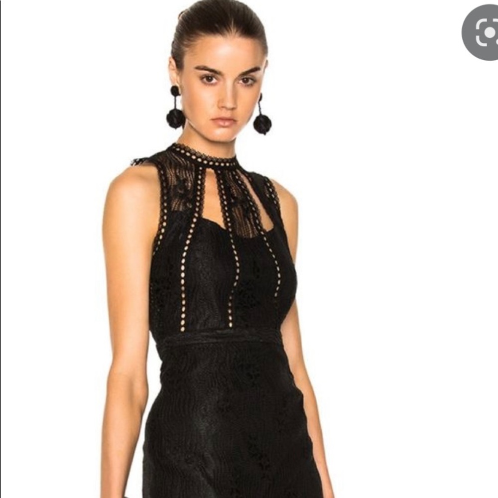 New Alexis Oralie Lace Midi Black Dress